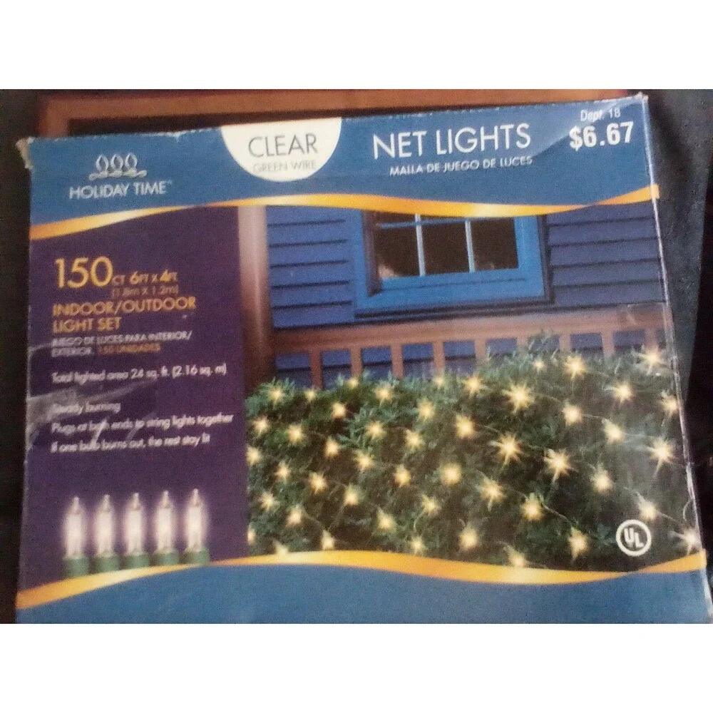 Holiday Time Clear Net Lights, 150 indoor outdoor, steady burning, 24 sq ft